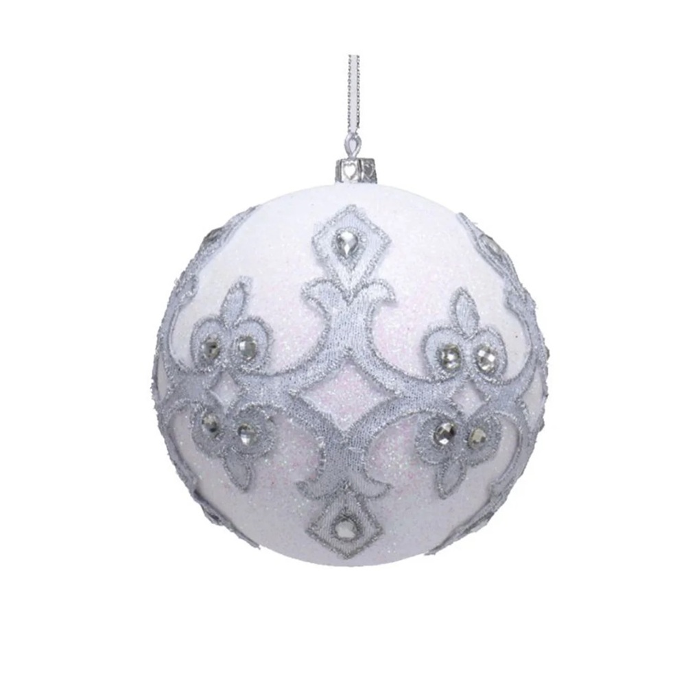 Elegant White and Silver Holiday Ornament